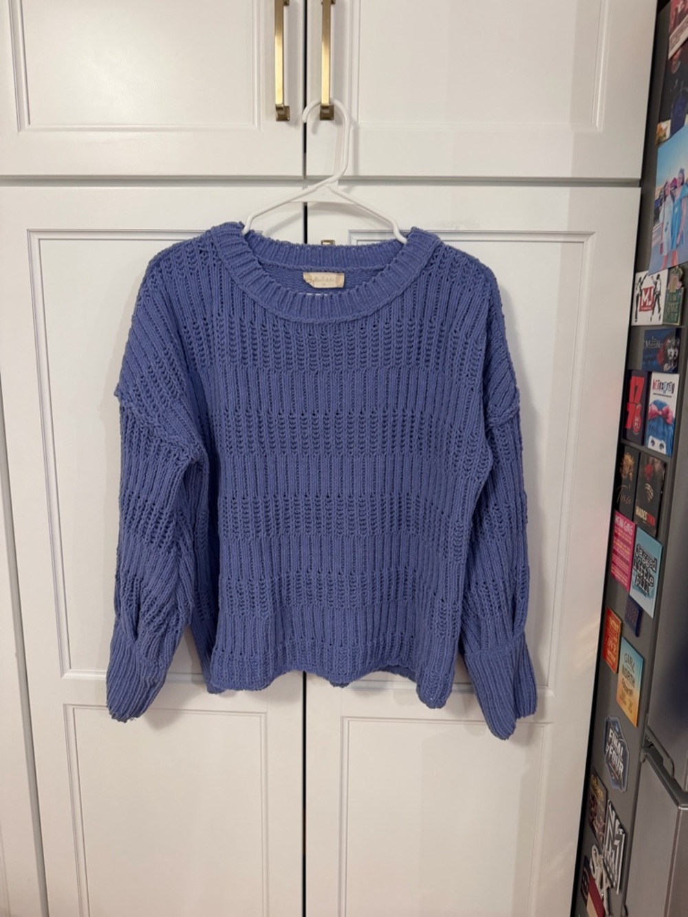 Altar'd State Lavender Blue Open-Knit Crewneck Sweater